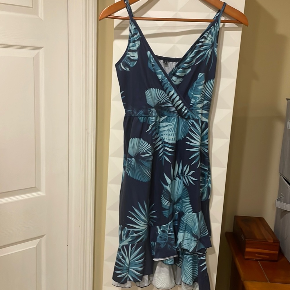 Tropical Print Crossover Dress